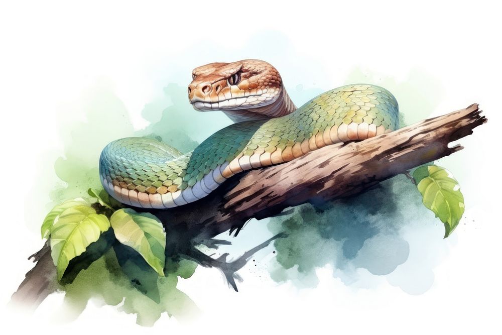 Snake reptile animal branch. AI generated Image by rawpixel.