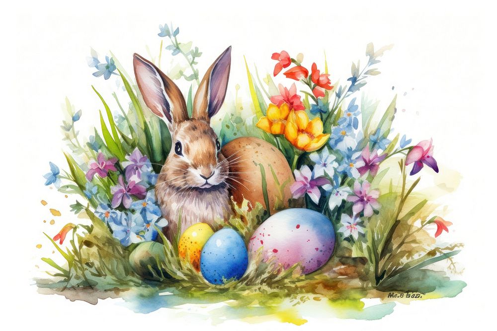 Animal mammal flower easter. AI generated Image by rawpixel.