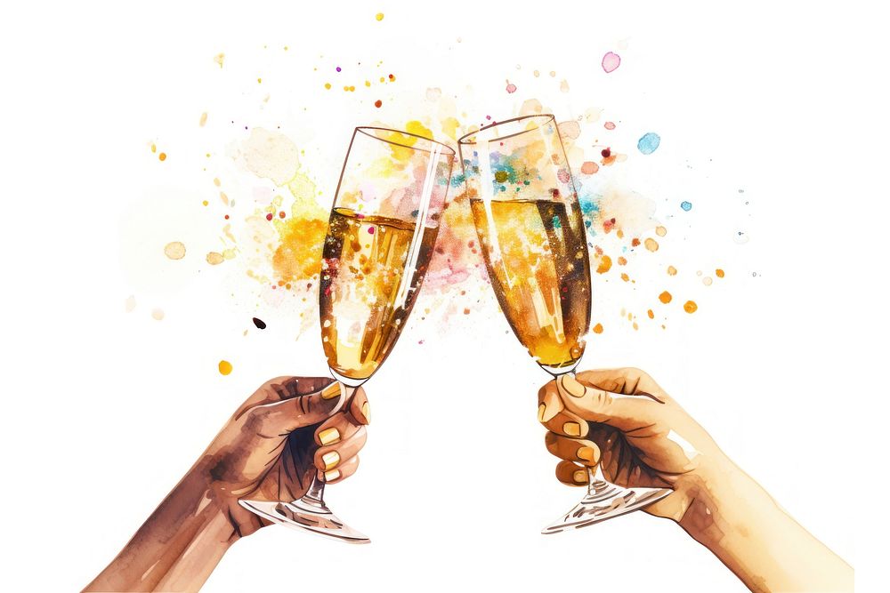 Glass hand fun champagne. AI generated Image by rawpixel.