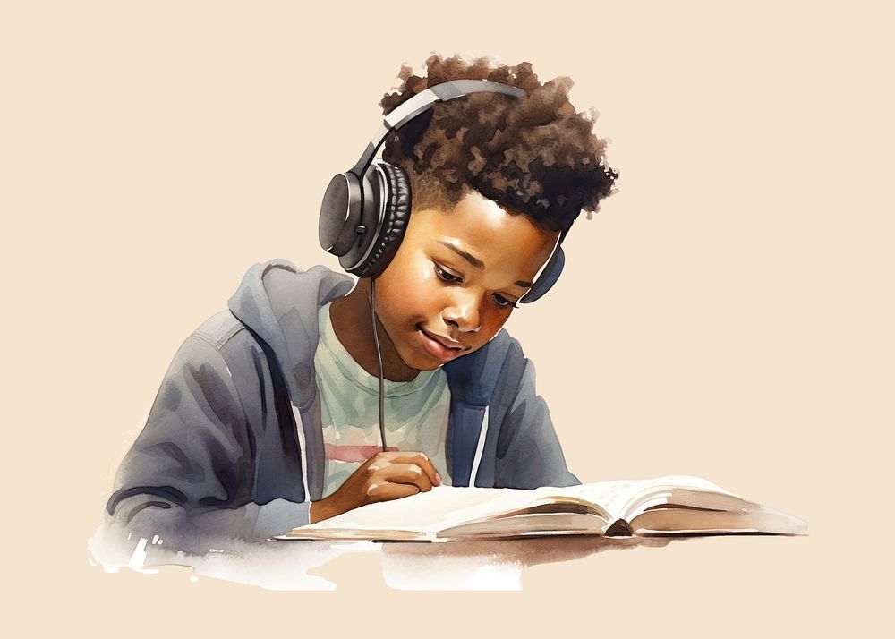 Publication headphones reading book. AI generated Image by rawpixel.