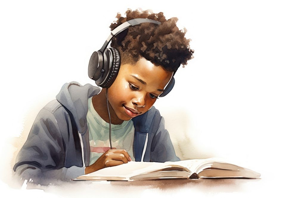 Reading book publication headphones. AI generated Image by rawpixel.