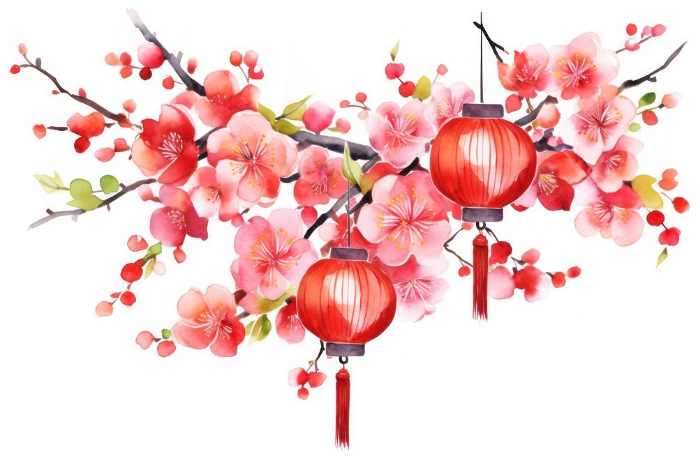 Flower lantern plant chinese new year. AI generated Image by rawpixel.