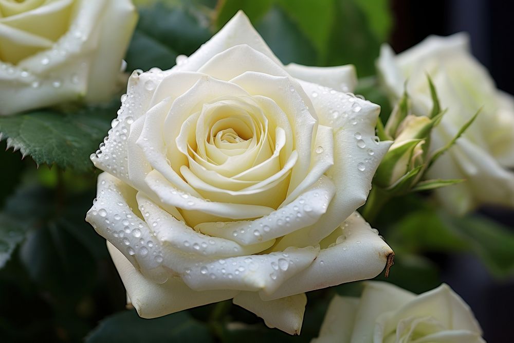 Rose flower plant white. 