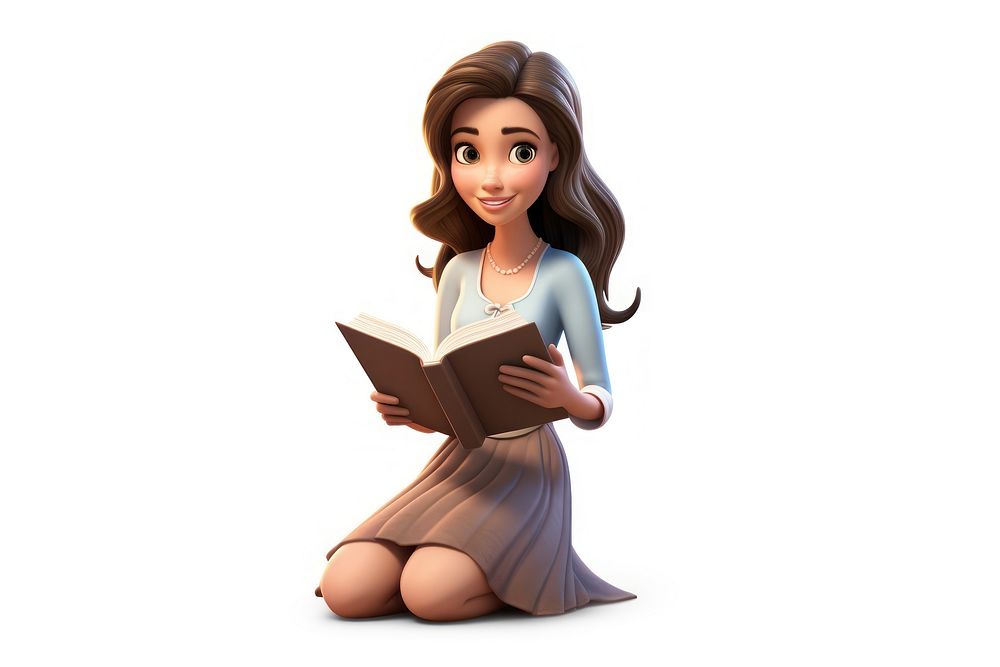 Reading cartoon adult woman. AI generated Image by rawpixel.
