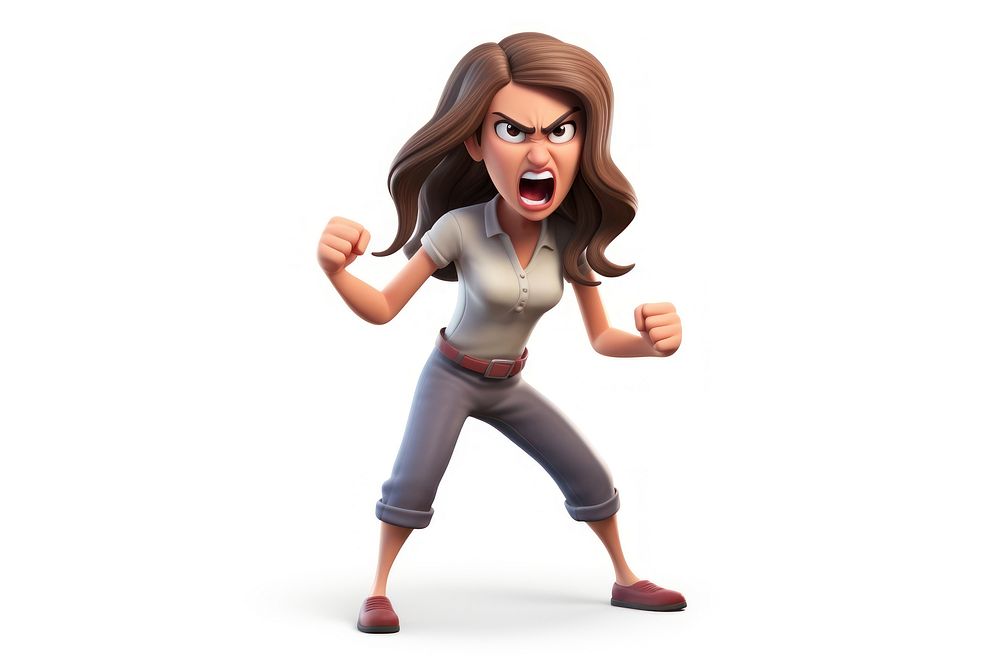 Cartoon anger adult woman. AI generated Image by rawpixel.