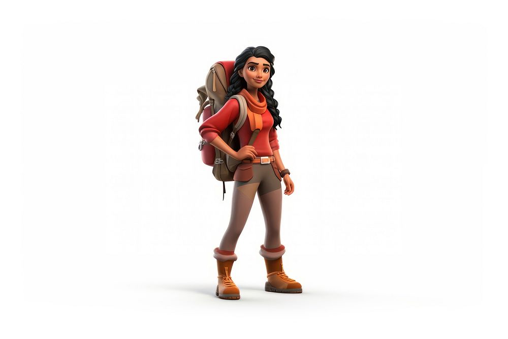 Cartoon adult woman backpacking. AI generated Image by rawpixel.