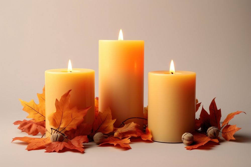 Candle autumn plant leaf. AI generated Image by rawpixel.