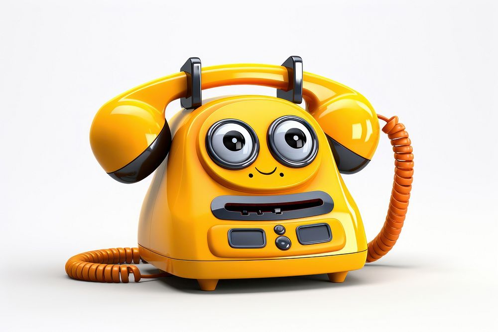 Technology telephone cartoon white background. AI generated Image by rawpixel.