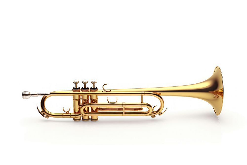 Trumpet horn gold white background. AI generated Image by rawpixel.