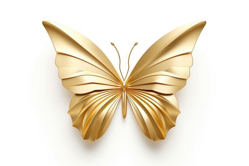 Gold butterfly white background accessories. AI generated Image by rawpixel.