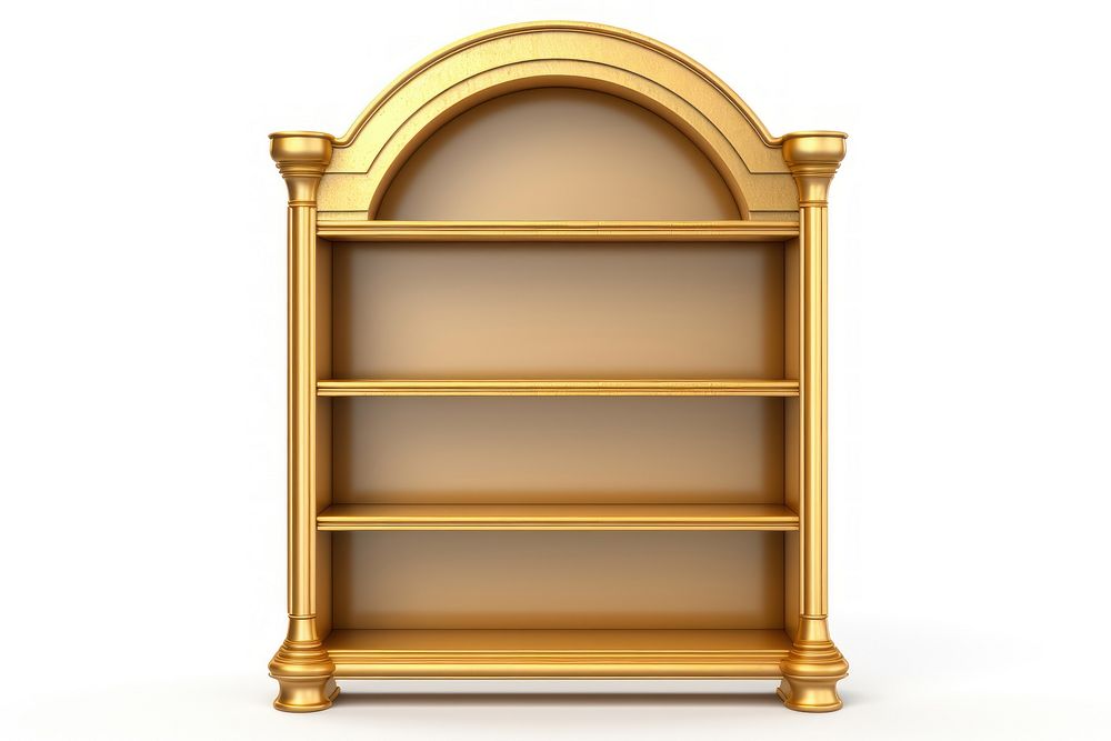 Furniture bookcase shelf gold. AI generated Image by rawpixel.