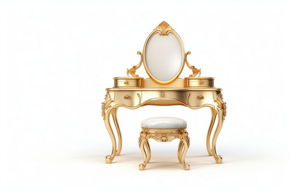 Furniture chair gold white background. AI generated Image by rawpixel.