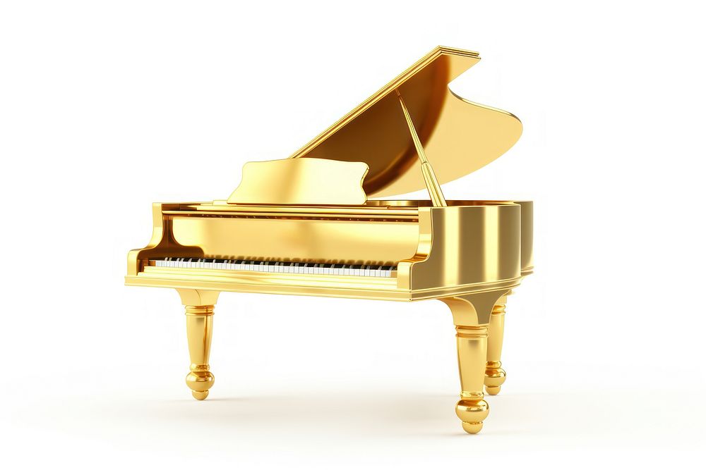 Piano keyboard gold white background. AI generated Image by rawpixel.