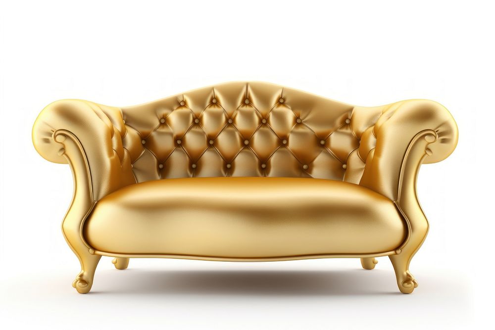 Furniture armchair gold sofa. AI generated Image by rawpixel.
