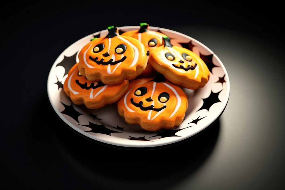 Plate halloween dessert food. AI generated Image by rawpixel.