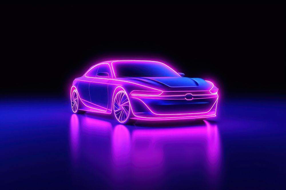 Neon car vehicle purple. 