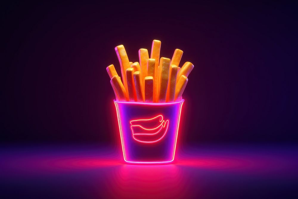 Fries food french fries illuminated. AI generated Image by rawpixel.