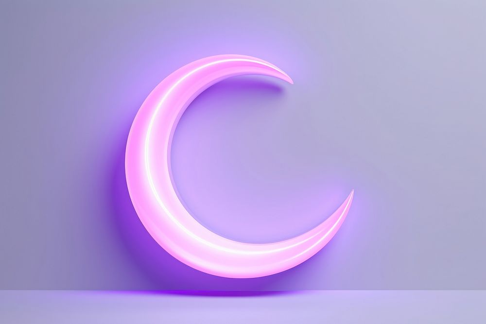 Purple night neon moon. AI generated Image by rawpixel.