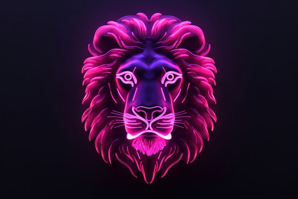 Neon purple mammal lion. AI | Free Photo Illustration - rawpixel