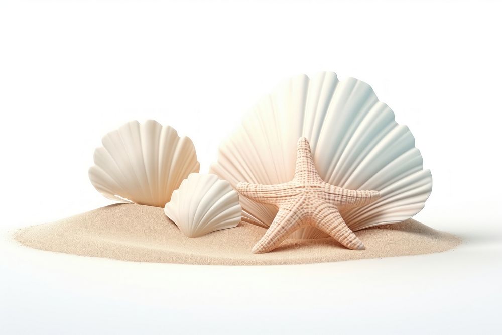 Seashell beach white background invertebrate. AI generated Image by rawpixel.