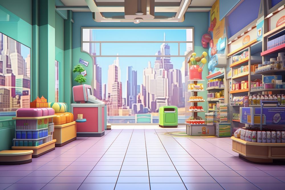 Cartoon city room shop. AI generated Image by rawpixel.