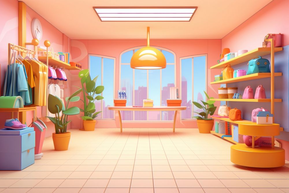 Furniture cartoon room shop. AI generated Image by rawpixel.