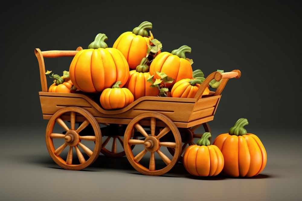 Pumpkin vegetable plant wagon. AI generated Image by rawpixel.