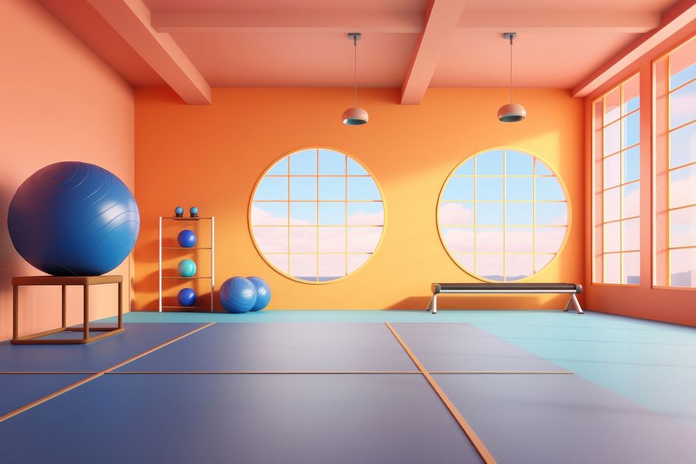 Gym architecture exercising flooring. AI generated Image by rawpixel.