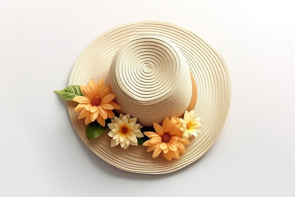 Flower plate white hat. AI generated Image by rawpixel.