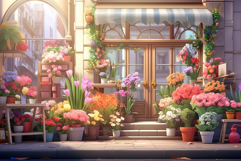 Flower plant architecture flower shop. AI generated Image by rawpixel.