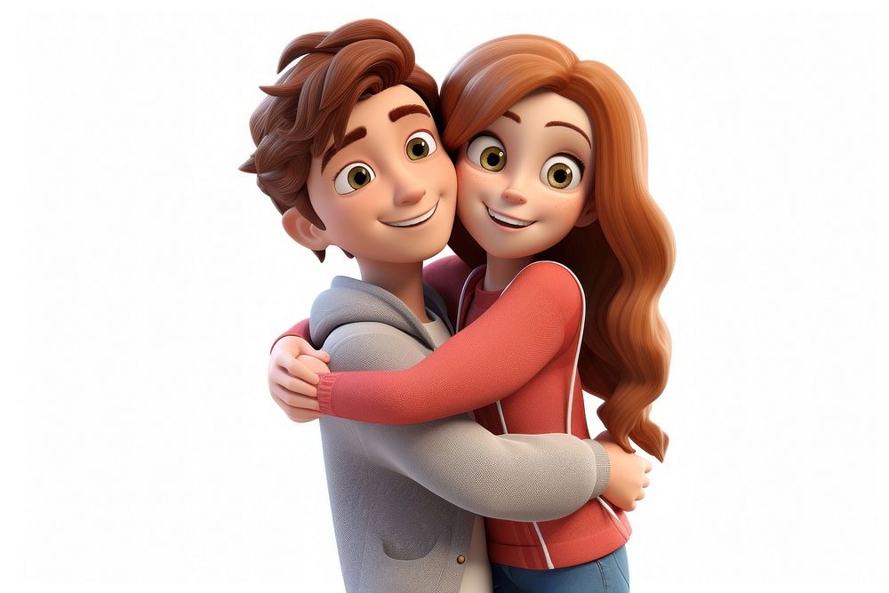 Smiling hugging cartoon adult. AI generated Image by rawpixel.