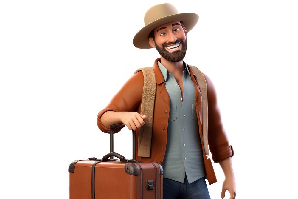 Suitcase luggage smiling adult. AI generated Image by rawpixel.