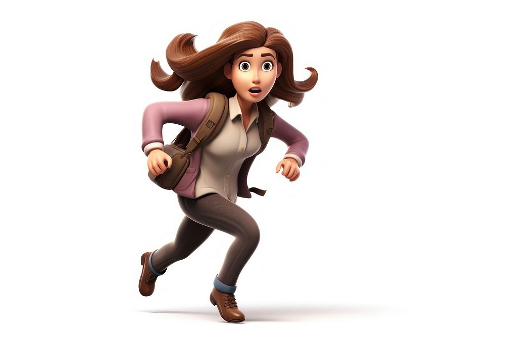 Cartoon running adult woman. AI generated Image by rawpixel.