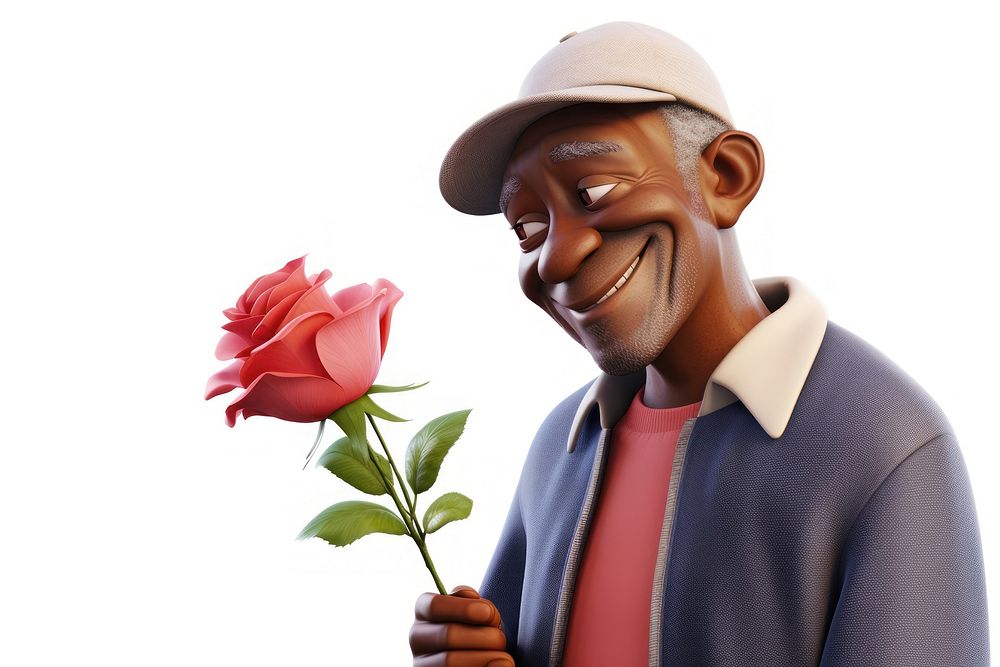 Rose portrait cartoon flower. AI generated Image by rawpixel.