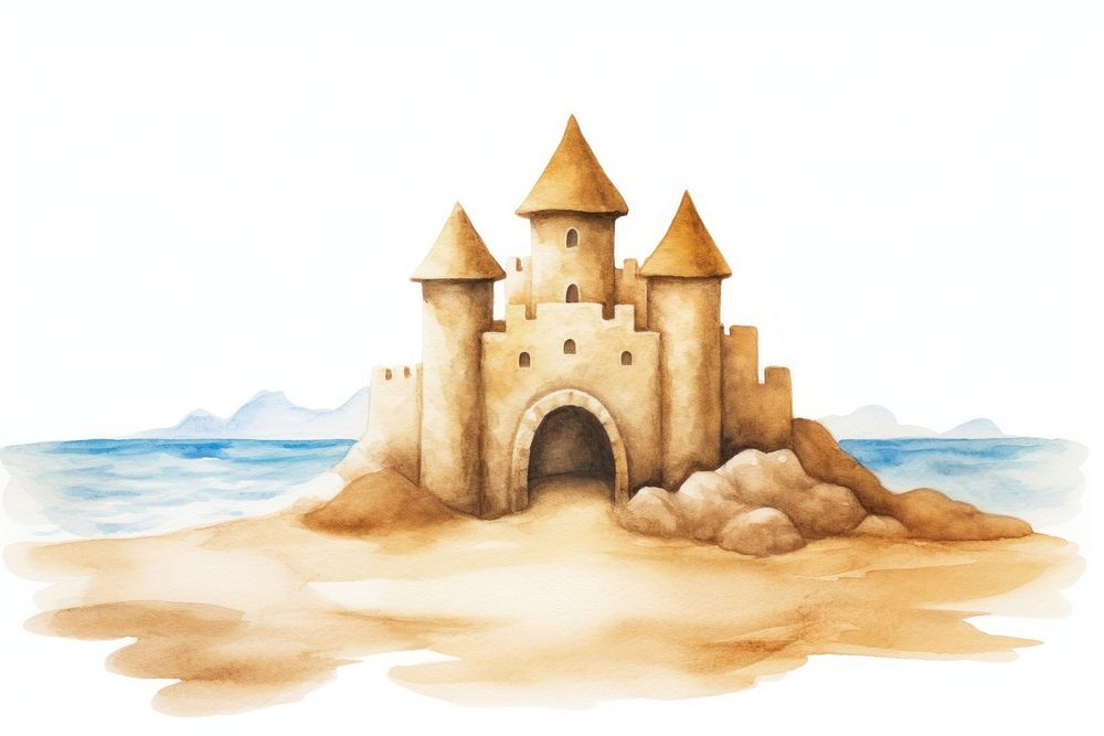 Castle beach architecture building. AI generated Image by rawpixel.