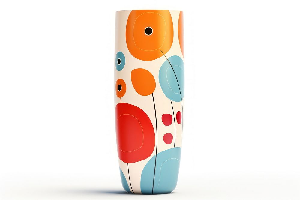 Vase cylinder pattern white background. AI generated Image by rawpixel.
