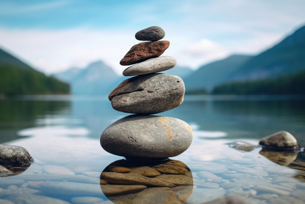 Outdoors balance pebble stone. 