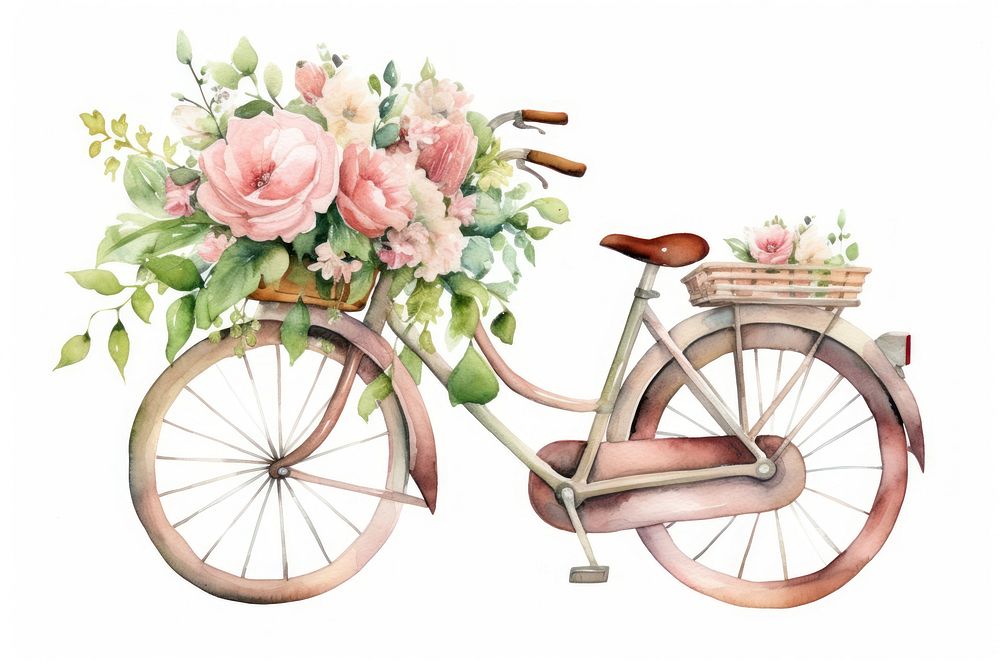 Bicycle flower vehicle basket. AI generated Image by rawpixel.
