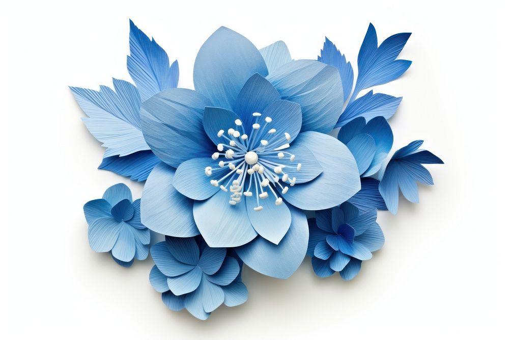 Flower plant paper blue. AI generated Image by rawpixel.