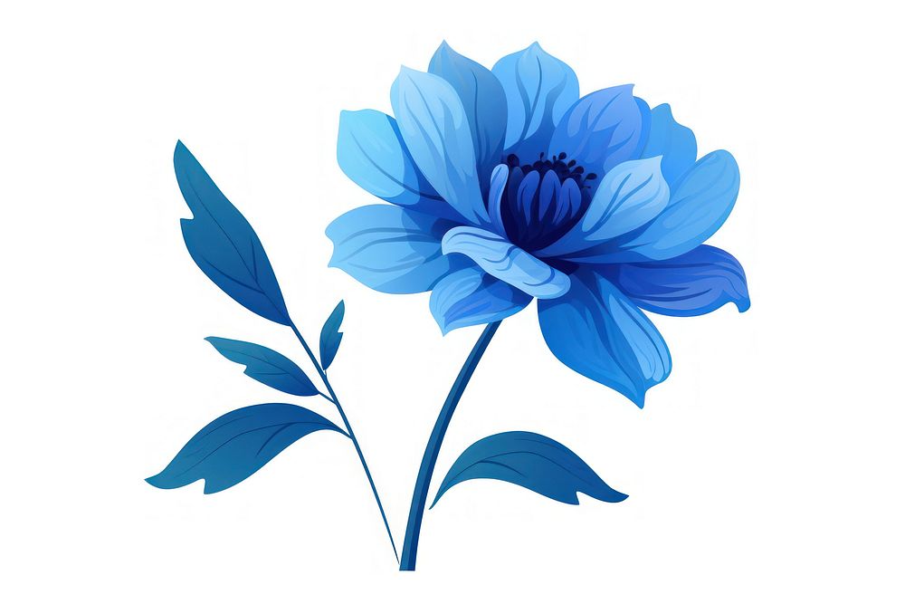 Flower plant blue white background. AI generated Image by rawpixel.