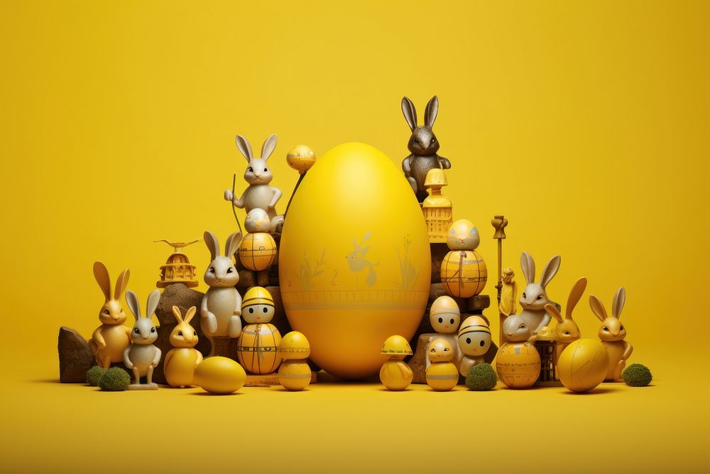 Yellow easter egg yellow background. AI generated Image by rawpixel.