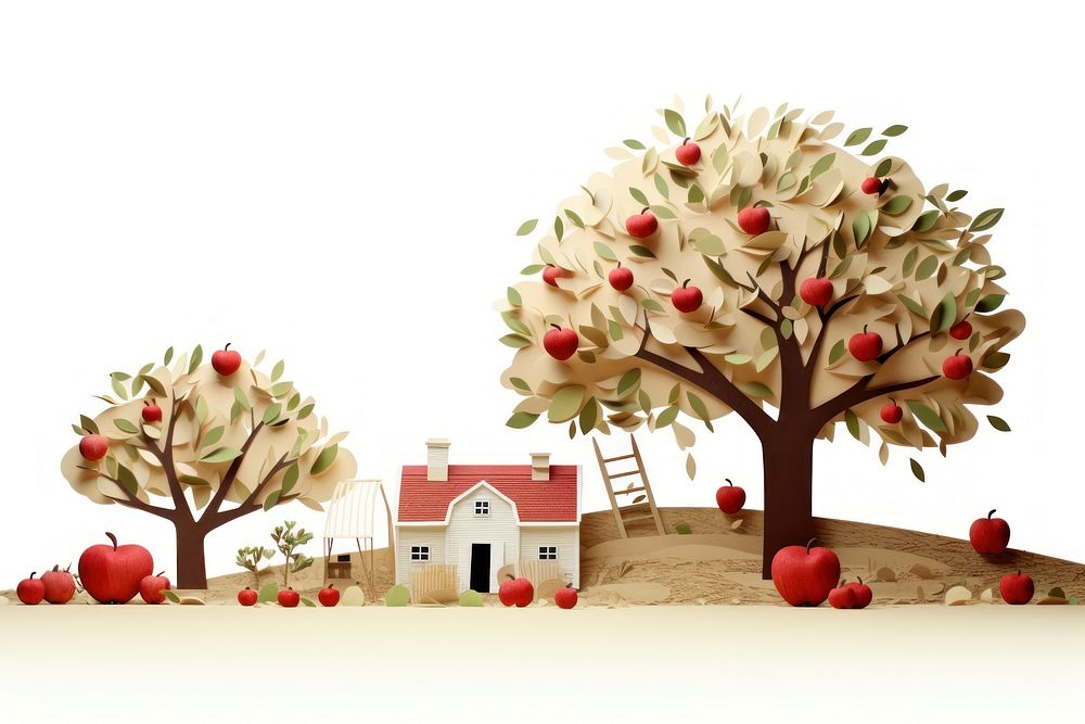 Apple tree building outdoors. AI generated Image by rawpixel.