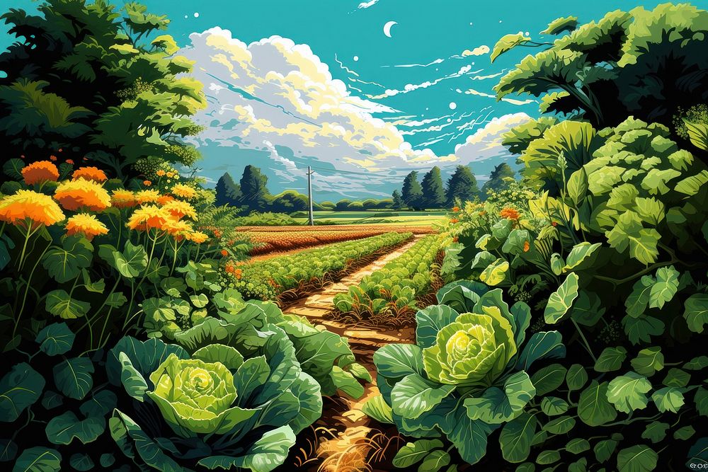 Outdoors agriculture landscape vegetable. AI generated Image by rawpixel.