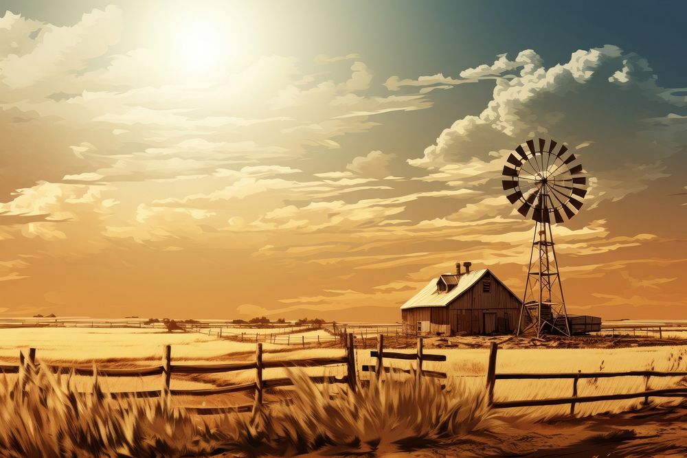 Outdoors windmill landscape nature. AI generated Image by rawpixel.