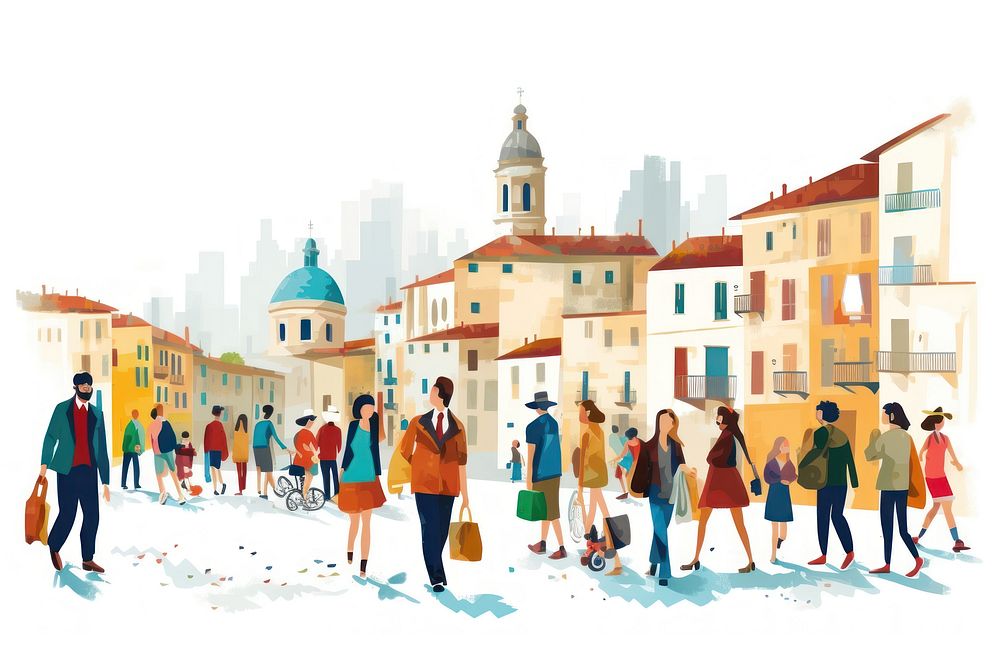 City outdoors tourist walking. AI generated Image by rawpixel.
