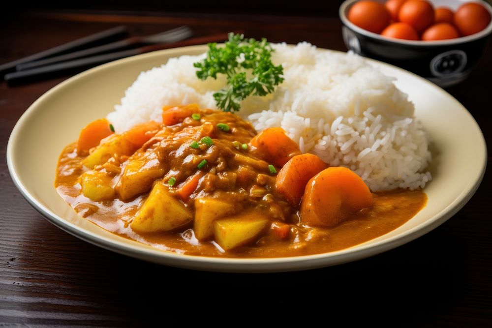 Curry carrot plate food. AI generated Image by rawpixel.