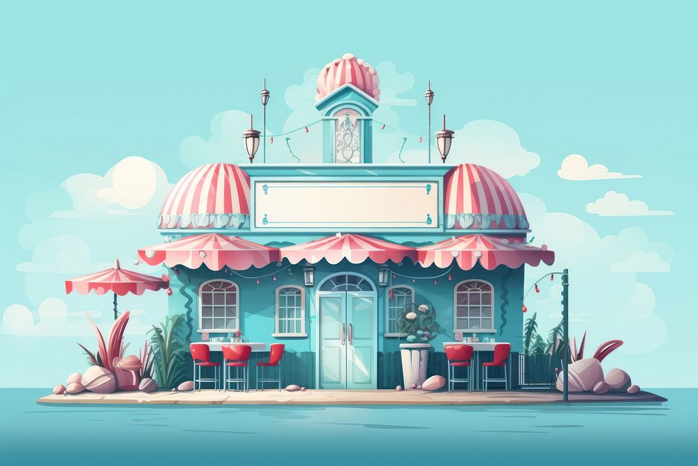 Architecture restaurant building outdoors. AI generated Image by rawpixel.