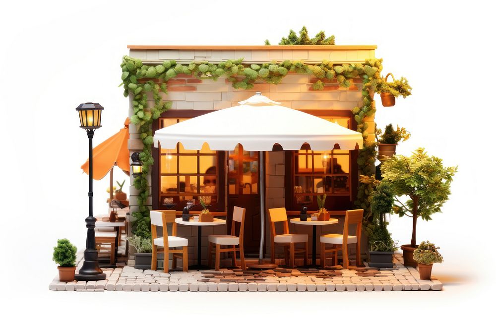 Restaurant architecture outdoors table. AI generated Image by rawpixel.