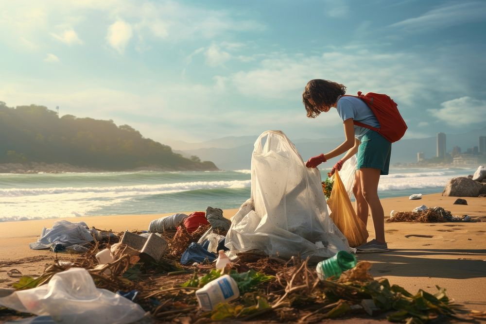Garbage beach adult trash. AI generated Image by rawpixel.