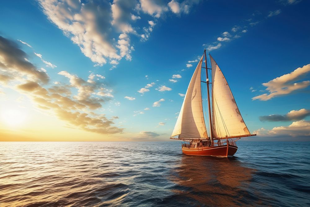 Boat sky watercraft sailboat. AI generated Image by rawpixel.